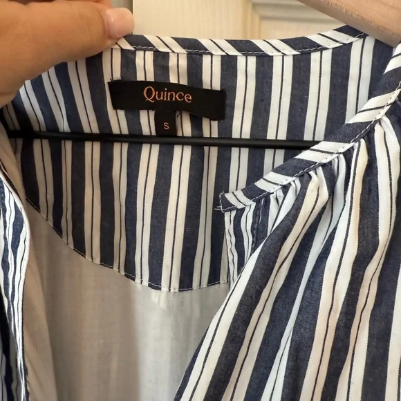 Quince 100% Organic Cotton Polin Tiered Maxi Dress / Hudson Stripe/S nwot - Picture 8 of 12